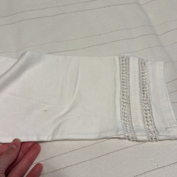 Karen Scott White 3/4 Sleeve Blouse with Striped Details - Picture 5 of 7